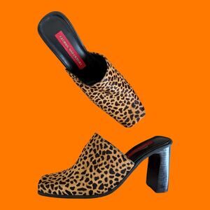 90's vintage leopard print chunky mules Size 9.5